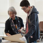 Librarian and student