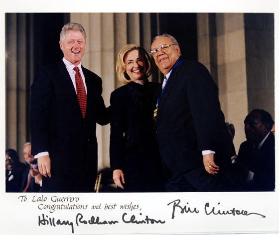 Receiving the National Medal of the Arts, December 1996 Guerrero with the Clintons, 1996