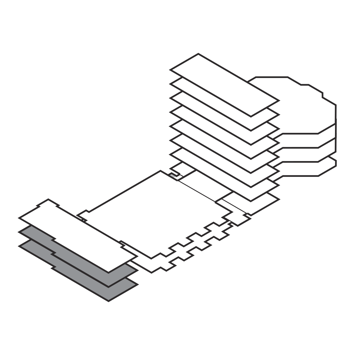Library building diagram with Learning Commons (1st and 2nd floors, Mountain Side) highlighted