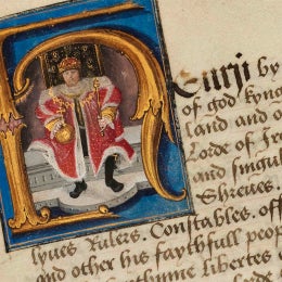 Detail of Henry VII from Goldsmiths' Company ordinances, book 2