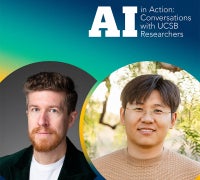 AI in Action logo and portraits of Fabian Offert and Eric Wang