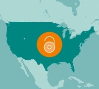 IOP Open Access Graphic (Map of US with unlocked lock graphic)