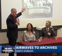 Moderator and two panelists at KEYT event in the Library