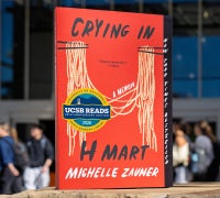 UCSB Reads 2026 selection "Crying in H Mart" in front of the UCSB Library