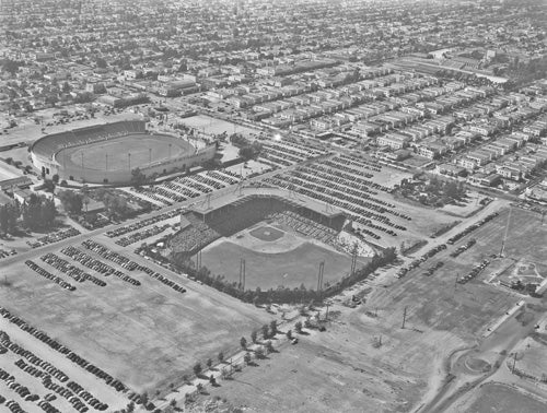 aerial view of stadium and surrounding area