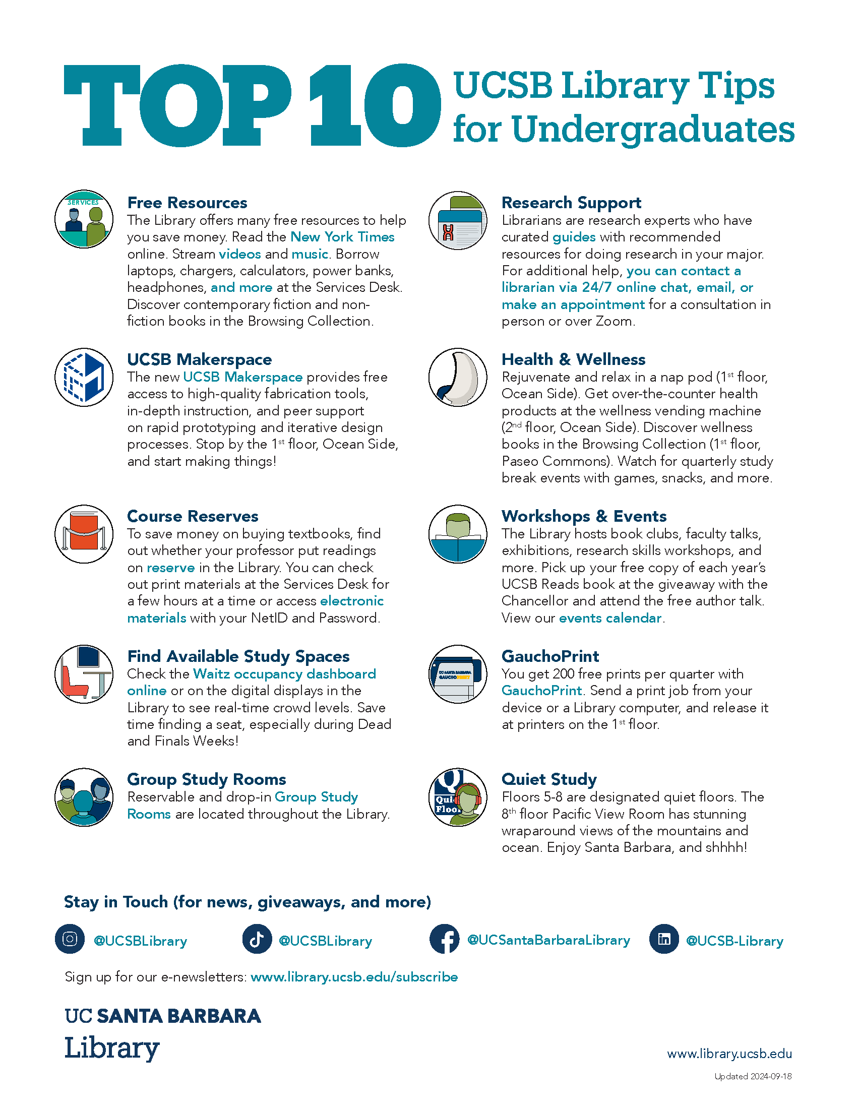 Top 10 UCSB Library Tips for Undergraduates handout